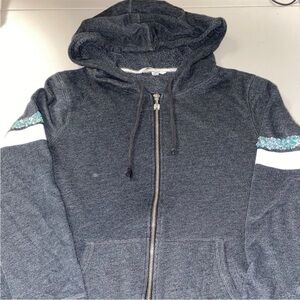 Adorable Zip-Up Hoodie with Sequin Accent